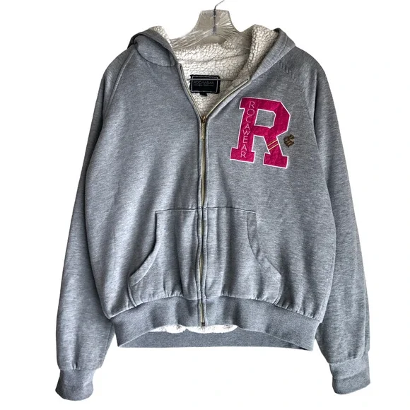 Rocawear Women's Sherpa Hoodie Jacket XL Faux Fur Lined Cotton Fleece Full Zip - Picture 2 of 13